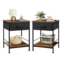 WLIVE Nightstand Set of 2, End Table with Fabric