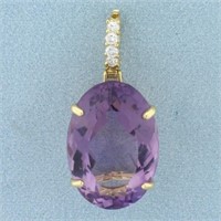 25ct Amethyst and Diamond Statement Pendant In 14k