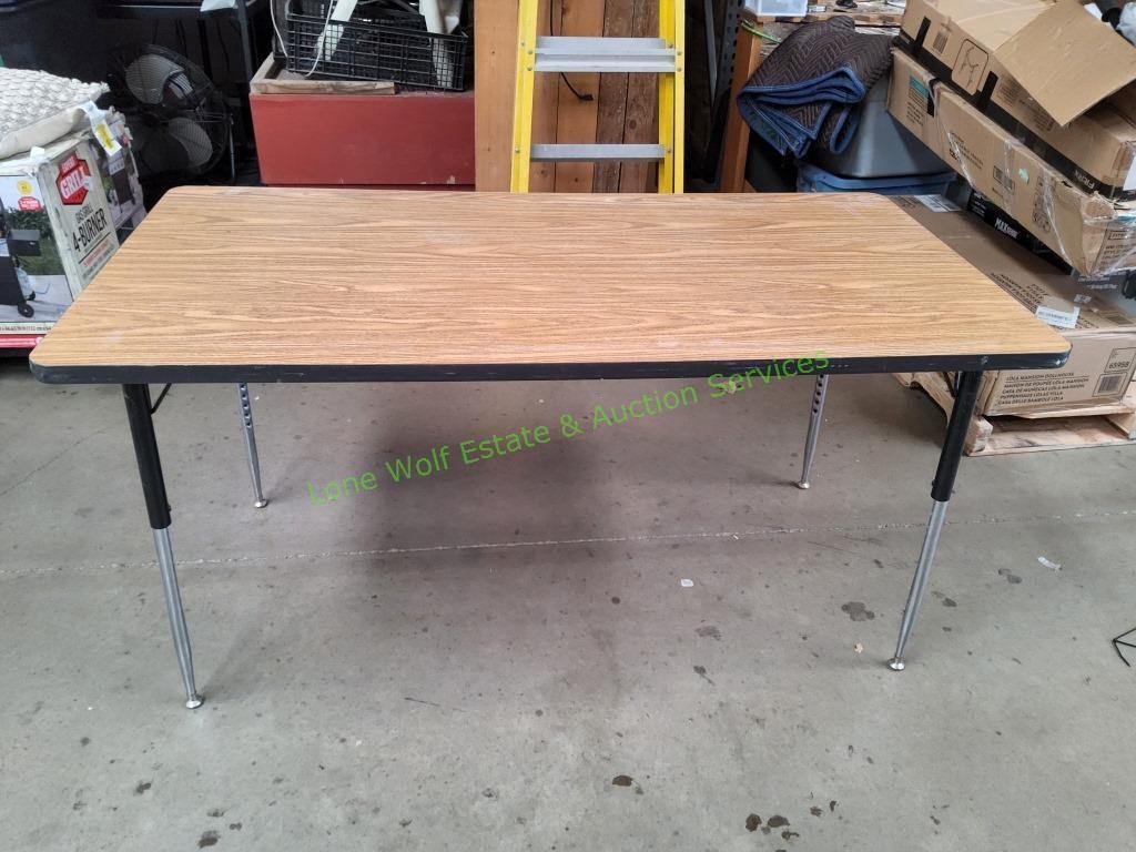 Adjustable Classroom Table, Woodgrain