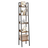 VASAGLE Bookshelf, 5-Tier Narrow Bookcase, Ladder
