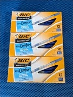 $15 Lot of 3 dozen Bic Xtra Comfort MD Blue Pens