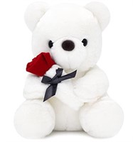 9.8'' Teddy Bear with Rose, Soft Plush Bear Doll