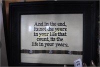 AND IN THE END, LIFE IN YOUR YEARS