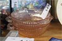 PINK GLASS RIBBED BOWLS