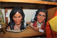 CERAMIC NATIVE AMERICAN BUSTS