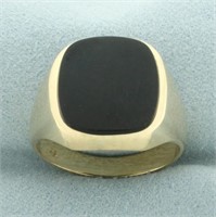 Mens Vintage Onyx Ring in 10k Yellow Gold