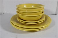 Vintage Yellow Fiesta Bowls, Saucers,Plates