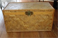 Vintage Wicker,Bamboo,Brass Latches & Wood Trunk 1