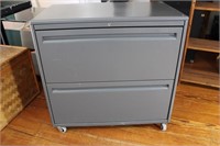 2 Drawer Metal Cabinet On Wheels 29 1/2 x18 x 30