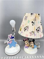 (2) vintage baby Mickey and Minnie mouse lamps