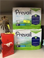 4 NEW PACKAGES PREVAIL ADULT DIAPERS 18 EACH LG