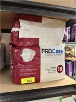 4 NEW PKGS PROCARE ADULT DIAPERS MED 16 TO PACK