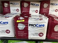 4 NEW PKGS PROCARE ADULT DIAPERS MED 16 TO PACK