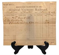 1886 CENTRAL VERMONT RAILROAD WAY-BILL DOCUMENT