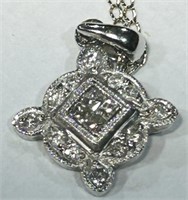 14KT WHITE GOLD DIAMOND PENDANT WITH 18 INCH
