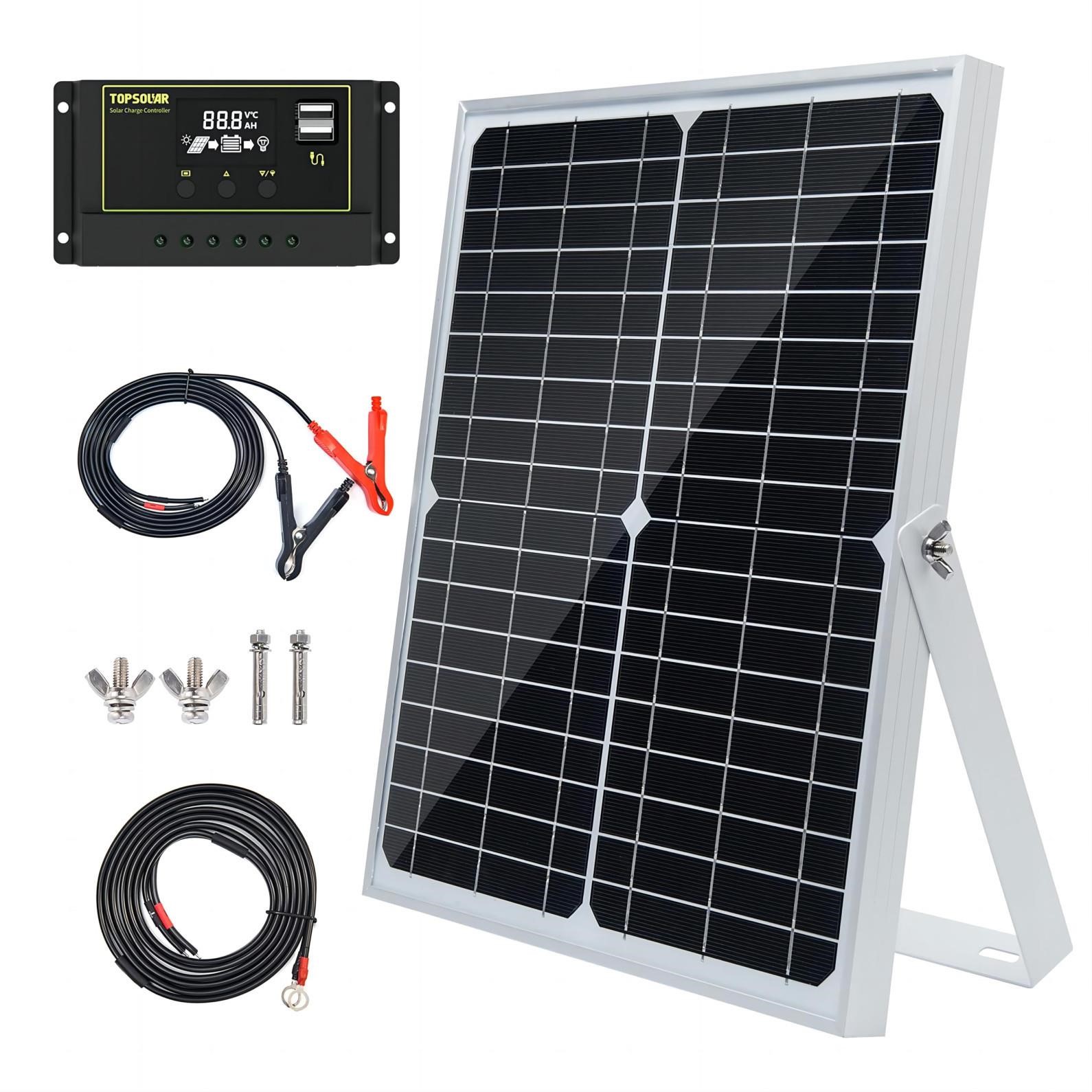 Topsolar 30W 12V/24V Solar Panel Kit, Monocrystal