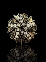 MUSI Aged Gold Diamond Bouquet Stick Pin Brooch