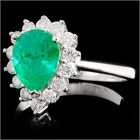 1.33ct Emerald & 0.44ctw Diam Ring in 18K Gold