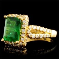 2.47ct Emerald & 1.20ctw Diamond Ring - 18K Gold