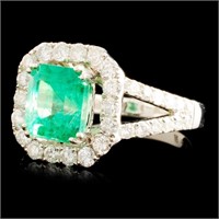 2.14ct Emerald & 1.25ctw Diamond Ring in 18K Gold