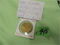 Coca Cola 2002 Olympic Hockey coin Brass