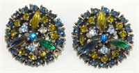 Beautiful Unsigned Vintage Rhinestone Clip-On