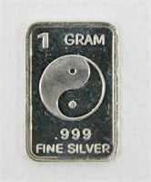 Silver Bar: "Ying Yang"; 1 gram; .999 Fine Silver