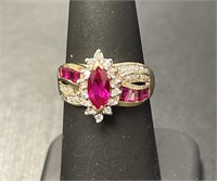 10 KT Ruby and Diamond Dinner Ring