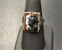 10 KT WG Vintage Double Cameo Ring