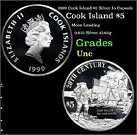 1999 Cook Island $5 Silver In Capsule Grades Brill