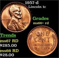 1957-d Lincoln Cent 1c Grades GEM++ RD