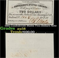 1861 Confederate States Two Dollars Note Grades Ch