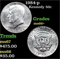 1984-p Kennedy Half Dollar 50c Grades GEM++ Unc