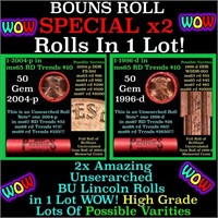 2x BU Shotgun Lincoln 1c rolls, 2004-p & 1996-d 50