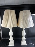 Vintage Porcelain Lamps w/ Pleated Shades