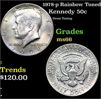 1978-p Kennedy Half Dollar Rainbow Toned 50c Grade