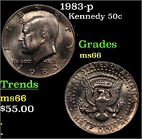 1983-p Kennedy Half Dollar 50c Grades GEM+ Unc