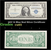 1957 $1 Blue Seal Silver Certificate Grades Gem CU