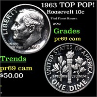 Proof 1963 Roosevelt Dime TOP POP! 10c Graded pr69