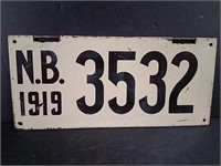 1919 New Brunswick License Plates