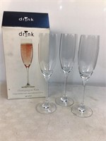 (3) Champagne Glasses in Box