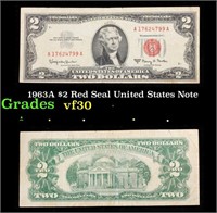 1963A $2 Red Seal United States Note Grades vf++