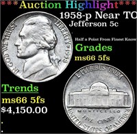 ***Auction Highlight*** 1958-p Jefferson Nickel Ne