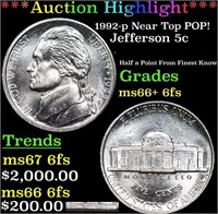 ***Auction Highlight*** 1992-p Jefferson Nickel Ne