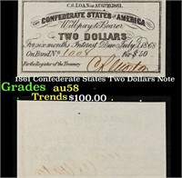 1861 Confederate States Two Dollars Note Grades Ch