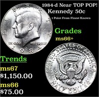 1984-d Kennedy Half Dollar Near TOP POP! 50c Grade