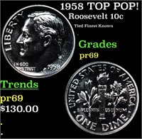 Proof 1958 Roosevelt Dime TOP POP! 10c Graded pr69