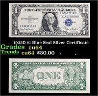 1935D $1 Blue Seal Silver Certificate Grades Choic