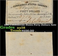 1861 Confederate States Forty Dollars Note Grades