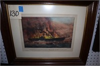 Currier  Ives Burning of the Steamship GOLDEN GATE